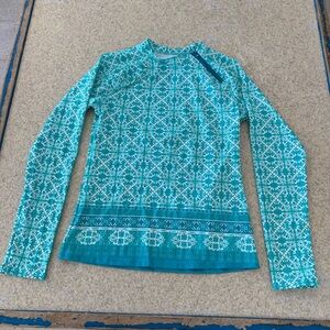 Cabana Life Aqua and White Long-Sleeve Coverup
